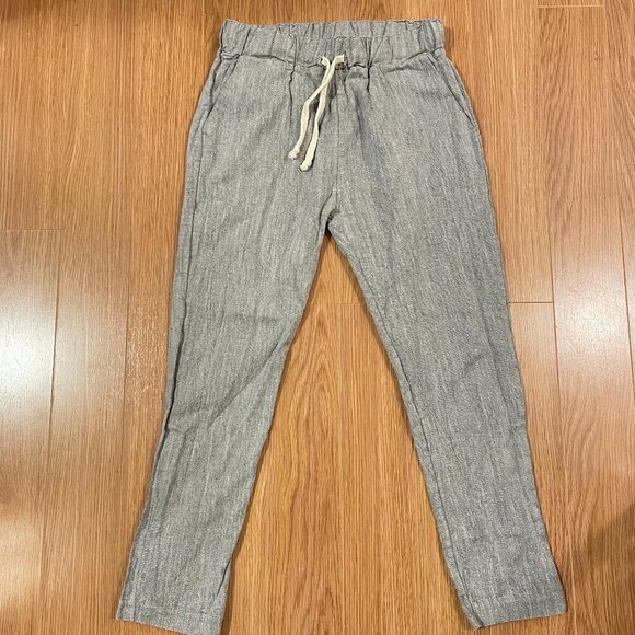 Grey Drawstring Linen Pants - XS - Picture 6 of 13